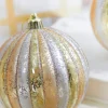 Decorator's Warehouse 4" Gold/Silver Stripe Mercury Ball Ornament Box - Set of 4 > Boxed Sets|Christmas Decor