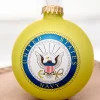 Decorator's Warehouse 3.25" Gold U.S. Navy Logo & Hymn Glass Ball Ornament > 2026 New Additions|Christmas Decor