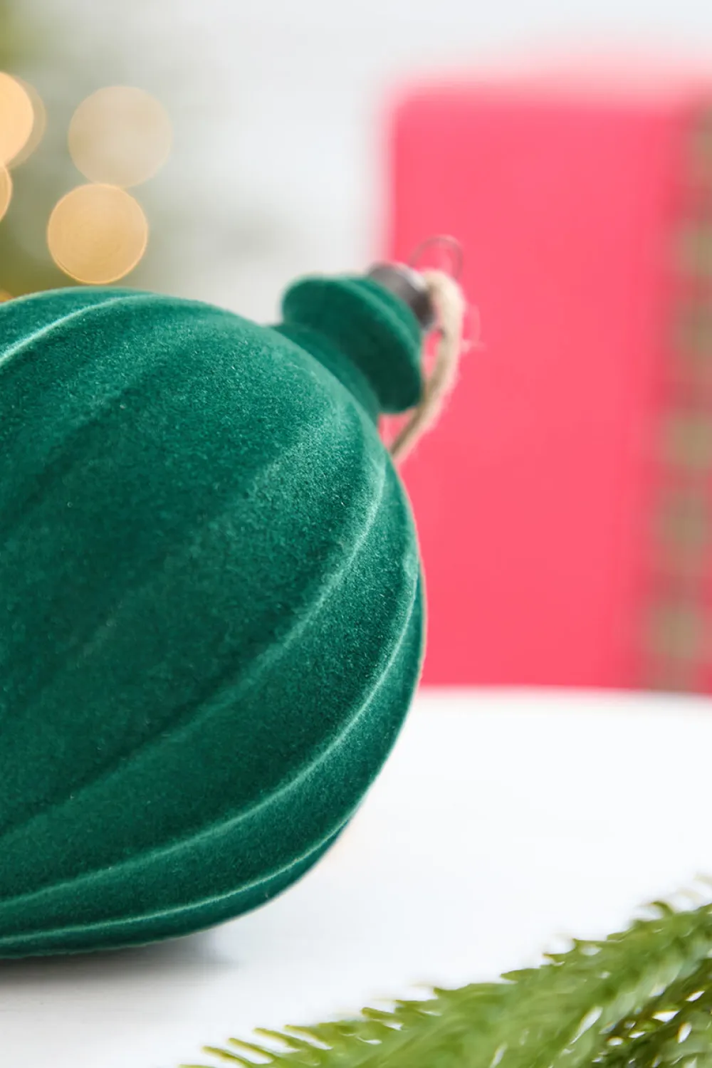 Decorator's Warehouse 6" Green Flocked Finial Ball Ornament > Winter Woodland|Traditional