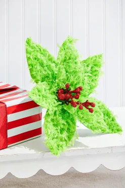 Decorator's Warehouse 11" Green Furry Feather Fabric Poinsettia > Kristin'S Picks|Storyville