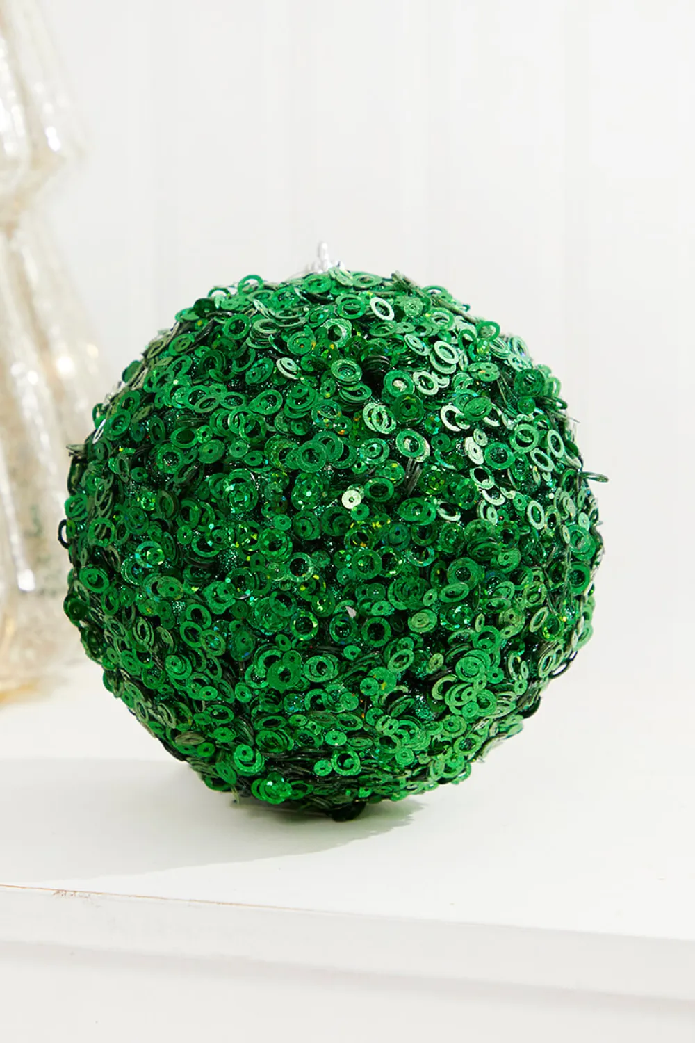 Decorator's Warehouse 4.5" Green Glamour Sequin Ball Ornament > Christmas Decor|Retro Brites