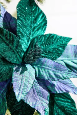 Decorator's Warehouse 25" Green Plaid Poinsettia Stem > Blue Christmas|Christmas Decor
