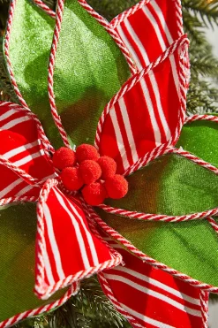 Decorator's Warehouse 22" Green, Red and White with Striped Edge Stem > Storyville|Christmas Flowers