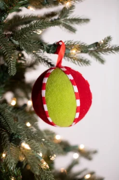 Decorator's Warehouse 4.5” Green & Red Christmas Felt Ball Ornament > Christmas Ornaments|Storyville