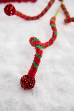 Decorator's Warehouse 24” Green & Red Curly Stem with Ball > Christmas Decor|Christmas Sprays