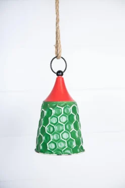 Decorator's Warehouse 9” Green/Red Metal Bell Ornament > Christmas Ornaments|Farmhouse