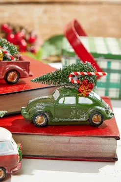 Decorator's Warehouse 5" Green & Red Resin Retro Vehicle Ornament with Tree > Christmas Sale|Christmas Decor