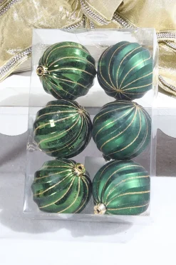 Decorator's Warehouse 3" Green Shatterproof Boxed - Set of 6 > Boxed Sets|Christmas Decor