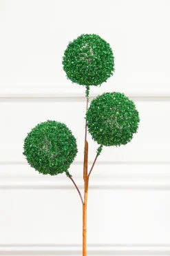 Decorator's Warehouse 18" Green Tinsel Ball Pick > Christmas Decor|Traditional