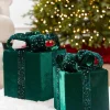 Decorator's Warehouse 12" Green Velvet Sequin Gift Box > Traditional|Christmas Accents