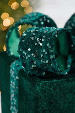 Decorator's Warehouse 12" Green Velvet Sequin Gift Box > Traditional|Christmas Accents