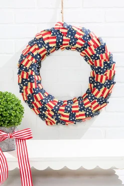 Decorator's Warehouse 20"H Americana Fabric Wreath > All Wreaths|Patriotic Decor