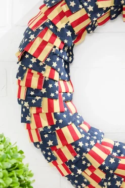 Decorator's Warehouse 20"H Americana Fabric Wreath > All Wreaths|Patriotic Decor