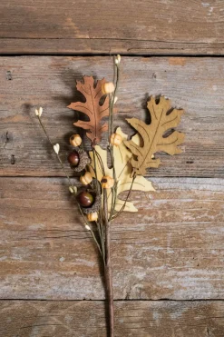 Decorator's Warehouse 12” Harvest Wood Leaf Pick with Berry > Fall Decor|Fall Decor