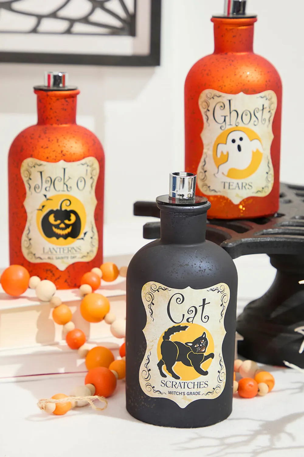 Decorator's Warehouse 7"H B/O Lighted Glass Halloween Bottle Luminary > Halloween|Halloween