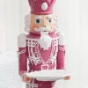 Decorator's Warehouse 20"H Nutcracker with Tray - Pink & White > Santa'S Sweet Shoppe|Christmas Accents