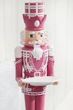 Decorator's Warehouse 20"H Nutcracker with Tray - Pink & White > Santa'S Sweet Shoppe|Christmas Accents