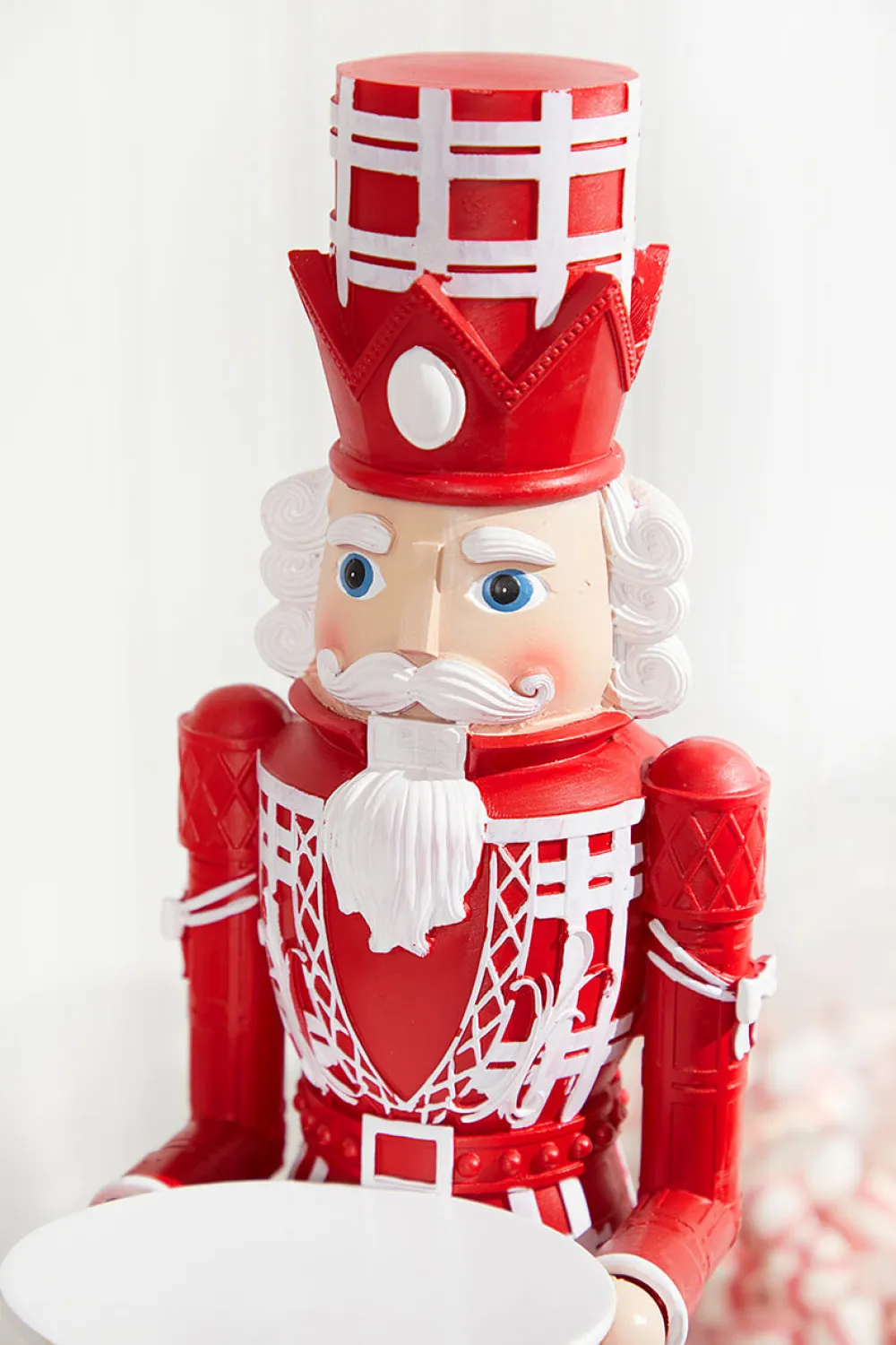 Decorator's Warehouse 20"H Nutcracker with Tray - Red & White > Christmas Decor|Christmas Accents
