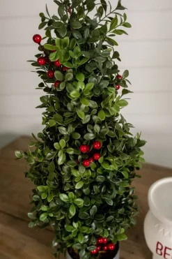 Decorator's Warehouse 20” Holiday Potted Boxwood Tree W/ Berry > Tabletop & Accent Trees|Christmas Accents
