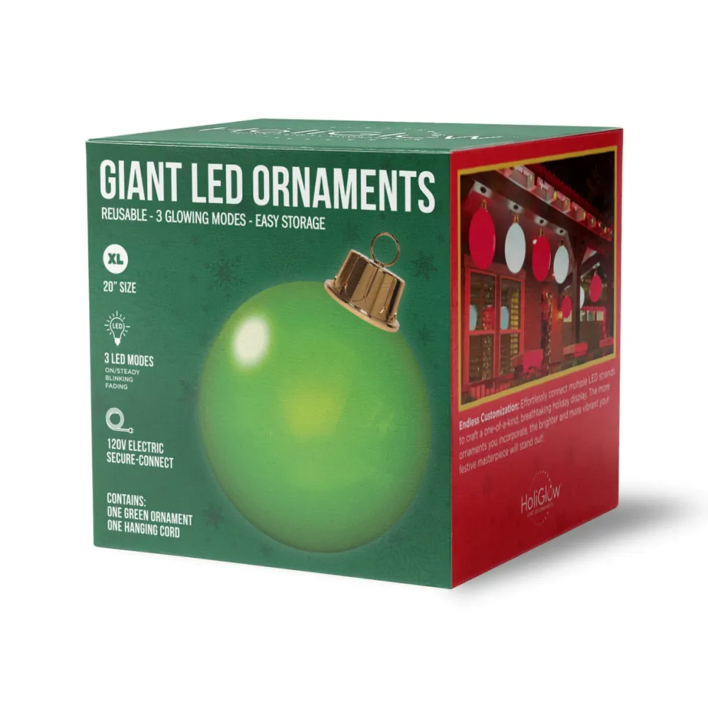 Decorator's Warehouse HoliGlow Inflatable LED Ornament - 20" Green > Christmas Decor|Christmas Ornaments