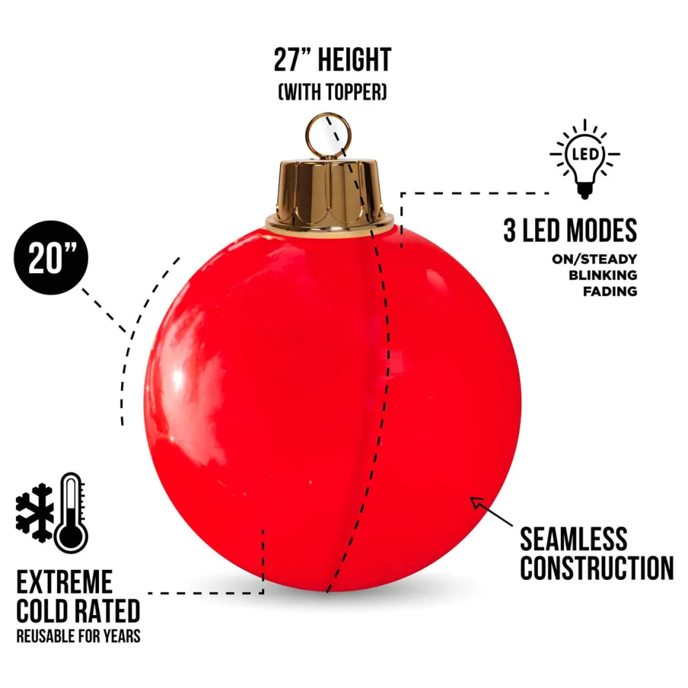 Decorator's Warehouse HoliGlow Inflatable LED Ornament - 20" Red > Christmas Decor|Outdoor Lighting