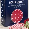 Decorator's Warehouse Holly Jolly Polka Dot Dolomite Plates - Set of 4 > Sale|Christmas Sale
