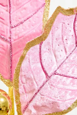 Decorator's Warehouse 30" Holly Leaves Spray - Pink & Gold > Christmas Sprays|Christmas Decor