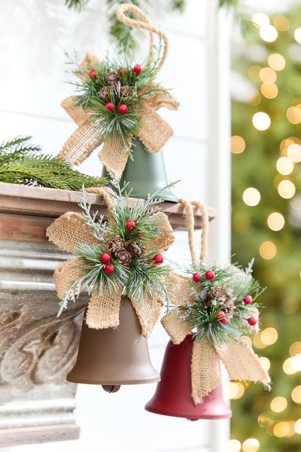 Decorator's Warehouse 4" Holly & Pinecone Metal Bell Ornament > Christmas Sale|Christmas Decor