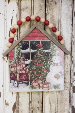 Decorator's Warehouse 7.5”H Snowman Wall Hanging with Beaded Hanger > Christmas Sale|Christmas Decor