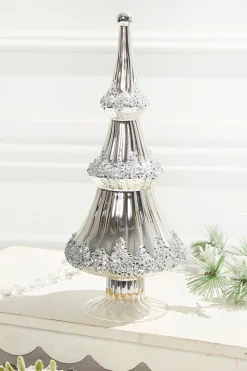 Decorator's Warehouse 12.5" Icy Silver Christmas Tree > White Christmas|Tabletop & Accent Trees