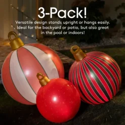 Decorator's Warehouse Inflatable Christmas Ornaments - Set of 3 > Christmas Decor|Christmas Accents