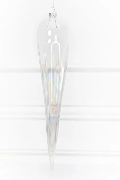 Decorator's Warehouse 13" Iridescent Finial Glass Ornament > White Christmas|Christmas Decor