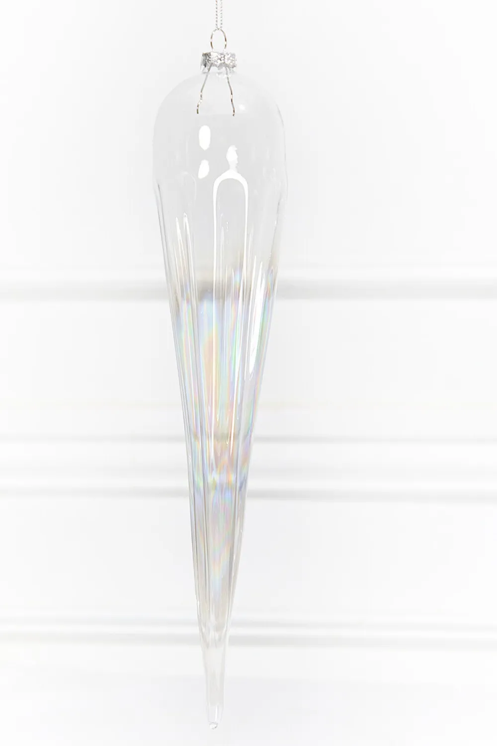 Decorator's Warehouse 13" Iridescent Finial Glass Ornament > White Christmas|Christmas Decor