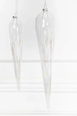 Decorator's Warehouse 13" Iridescent Finial Glass Ornament > White Christmas|Christmas Decor
