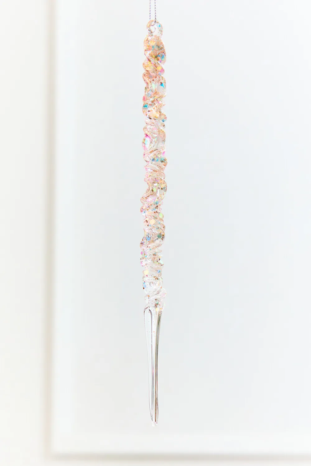 Decorator's Warehouse 9.75" Iridescent Glass Icicle Ornament > White Christmas|Christmas Decor