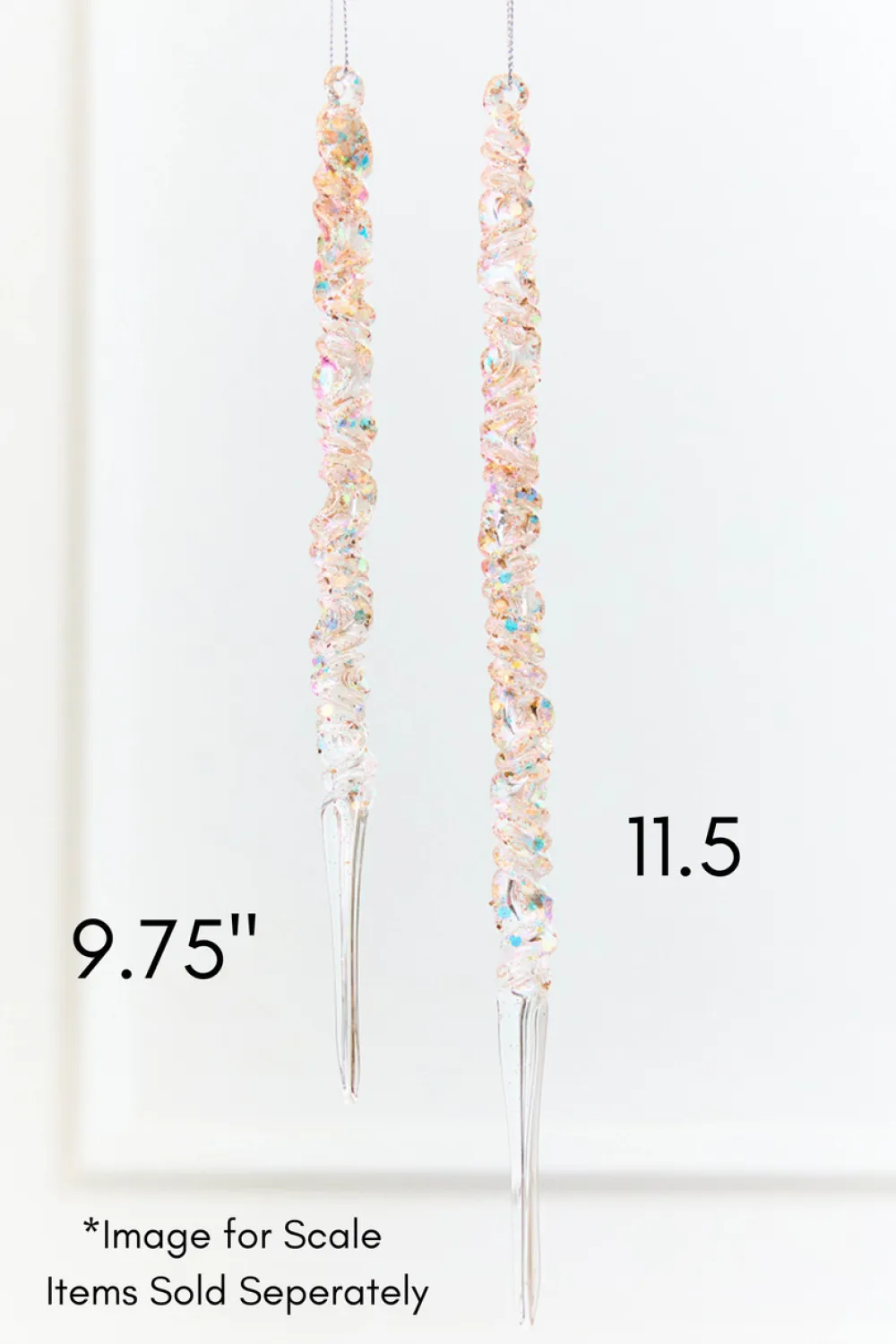 Decorator's Warehouse 9.75" Iridescent Glass Icicle Ornament > White Christmas|Christmas Decor