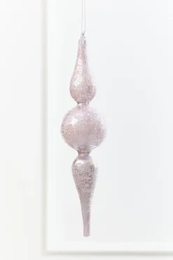 Decorator's Warehouse 12" - 13" Iridescent Glitter Finial Glass Ornament > Christmas Decor|Natural Elegance