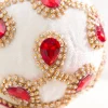 Decorator's Warehouse 4" Ivory Velvet with Jewel & Rhinestone Ball Ornament > Christmas Decor|Jewel Tones