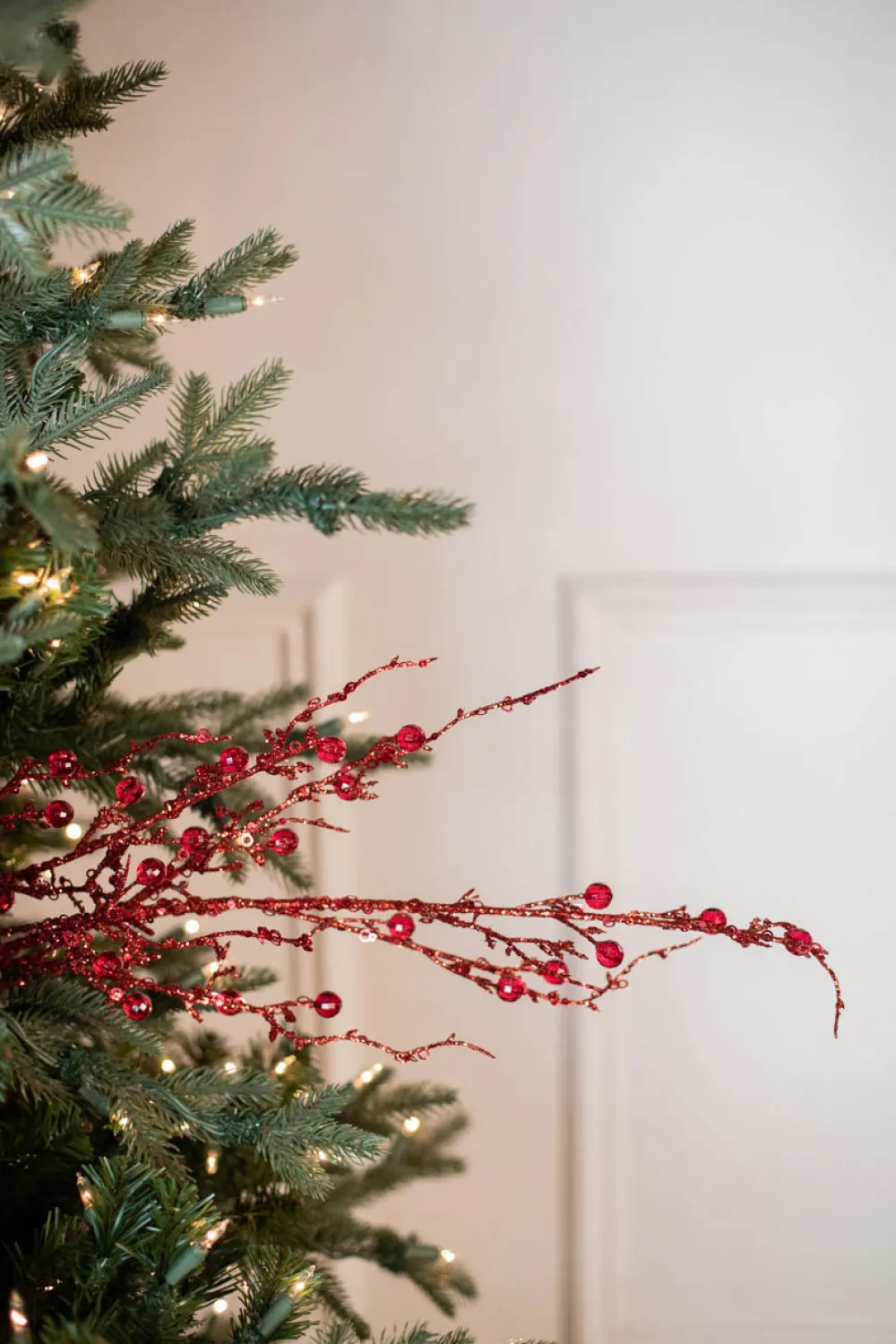Decorator's Warehouse 42” Jeweled Bead Branch Spray - Red > Nutcracker|Christmas Sprays