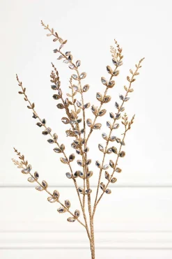 Decorator's Warehouse 33" Jeweled Champagne Leaf Spray > Christmas Sprays|Christmas Decor