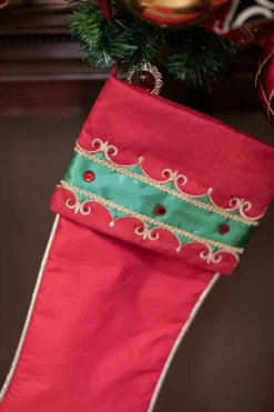 Decorator's Warehouse 25” Jeweled Trim Velvet Stocking > Christmas Textiles|Nutcracker