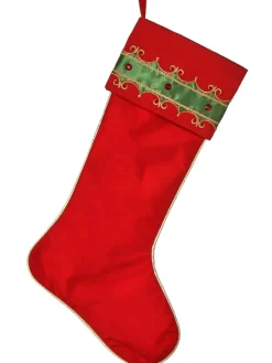 Decorator's Warehouse 25” Jeweled Trim Velvet Stocking > Christmas Textiles|Nutcracker