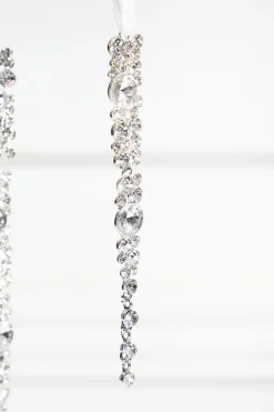 Decorator's Warehouse Jewel Icicle Ornaments - Set of 2 > White Christmas|Red & Silver
