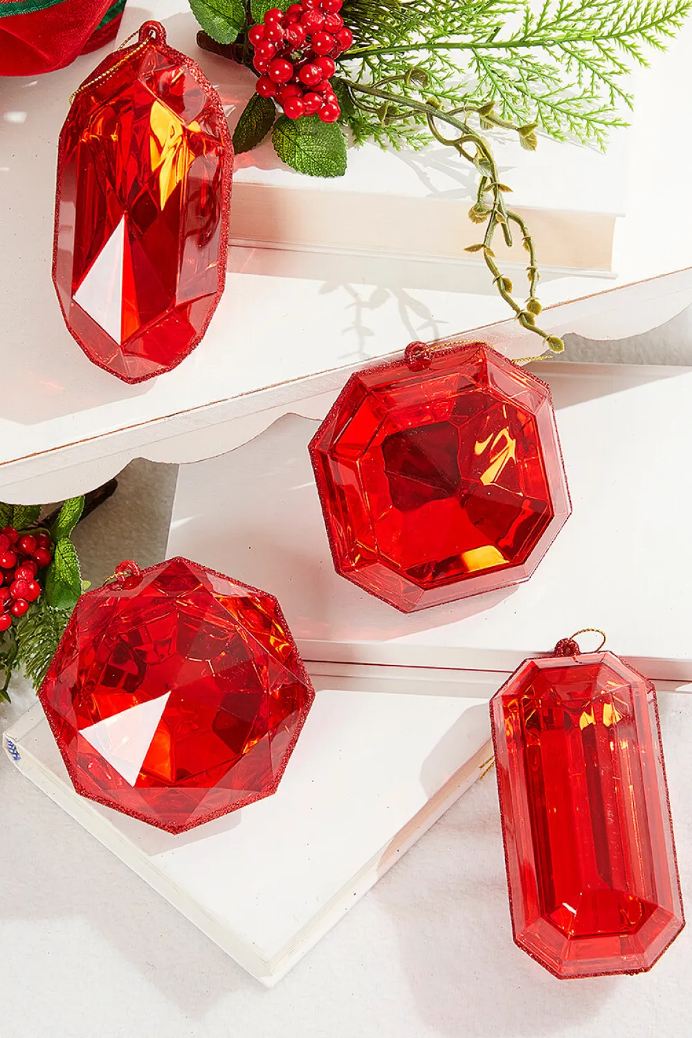 Decorator's Warehouse 4"-5" Jewel Ornament - Red > Jewels|Nutcracker