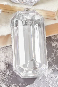 Decorator's Warehouse 4"-5" Jewel Ornament - Silver > White Christmas|Jewels