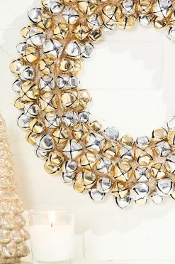 Decorator's Warehouse 12" Jingle Bell Wreath with Ribbon - Metallic > Christmas Sale|Christmas Decor