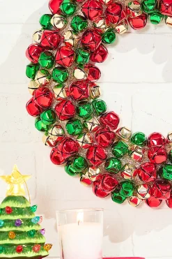 Decorator's Warehouse 12" Jingle Bell Wreath with Ribbon - Multi > Retro Brites|Christmas Sale