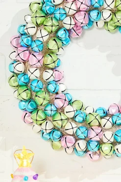 Decorator's Warehouse 12" Jingle Bell Wreath with Ribbon - Pastel > Christmas Decor|Santa'S Sweet Shoppe
