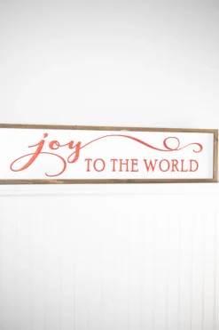 Decorator's Warehouse 31.8” Joy To The World Embossed Sign with Wood Frame & Glitter Accent Letters > Farmhouse|Christmas Decor
