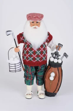 Decorator's Warehouse 16" Karen Didion Golf Santa with Basket > Santas & Angels|Karen Didion
